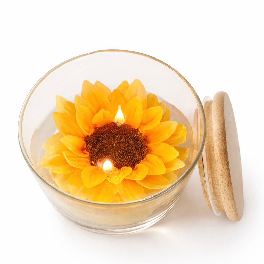 Moon Blossom - Sunflower Halo (21.5 oz glass jar candle)