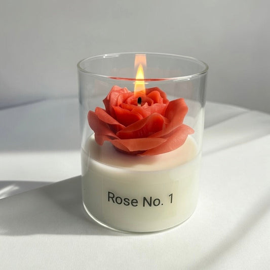 Rose No.1 unscented rose candle under glass decorative candle