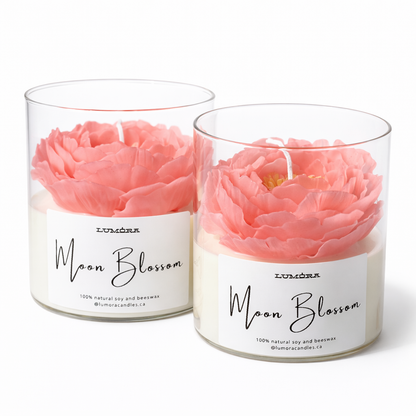 Moon Blossom – Peony Elegance (21.5 oz glass jar candle)