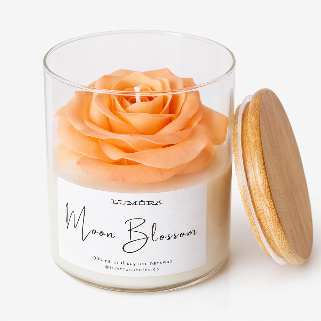 Moon Blossom – Rose Grace (21.5 oz glass jar candle)