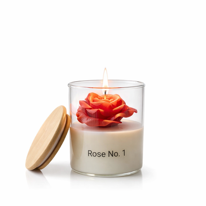 Rose No.1 unscented rose candle under glass