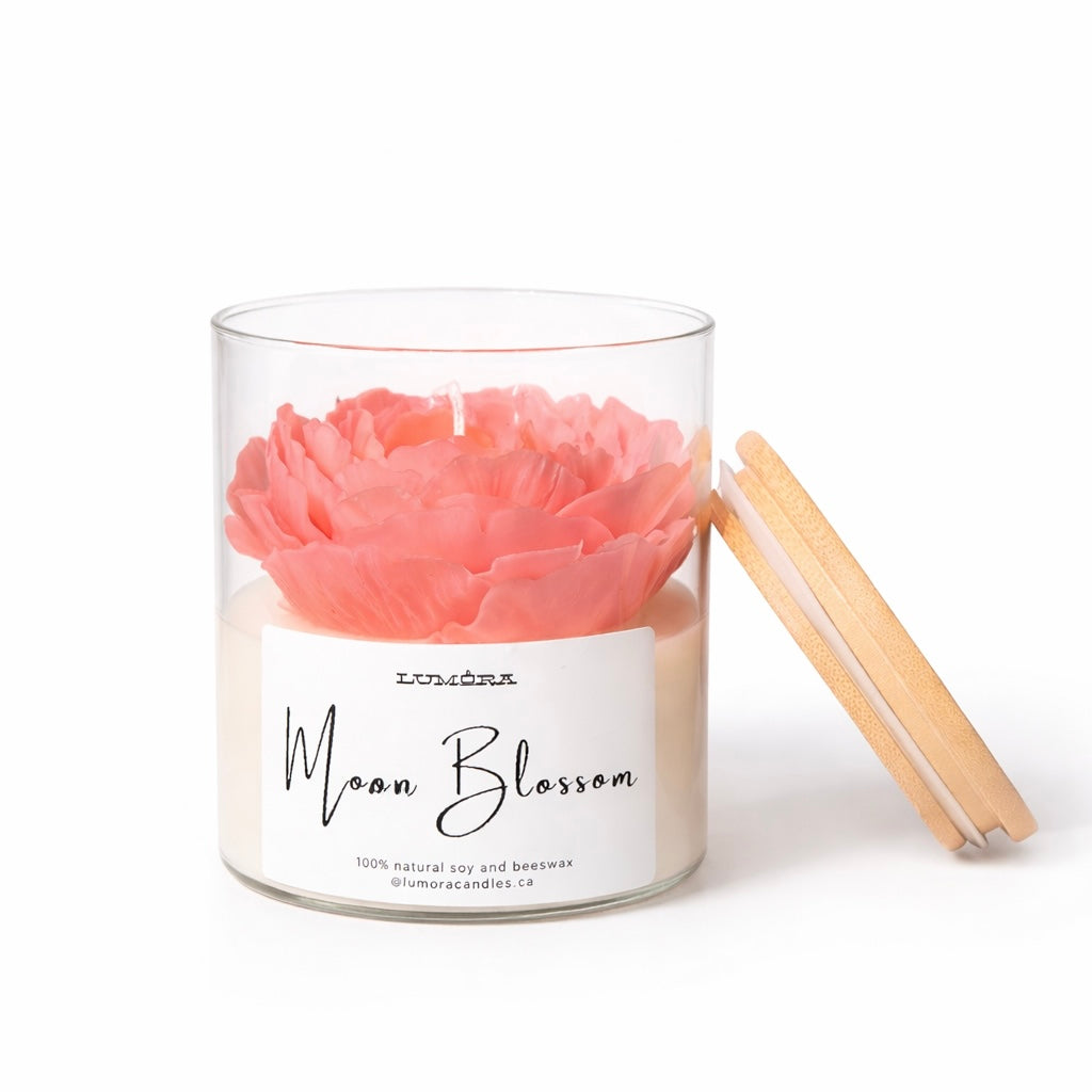 Moon Blossom – Peony Elegance (21.5 oz glass jar candle)